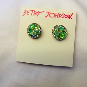 Betsy Johnson Rhinestone Blue Green Earrings